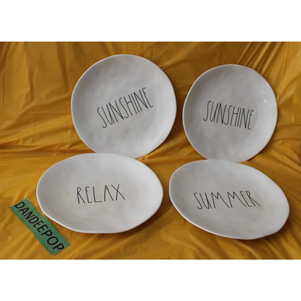 4 Piece Rae Dunn Melamine Magenta Sunshine Relax Summer 10